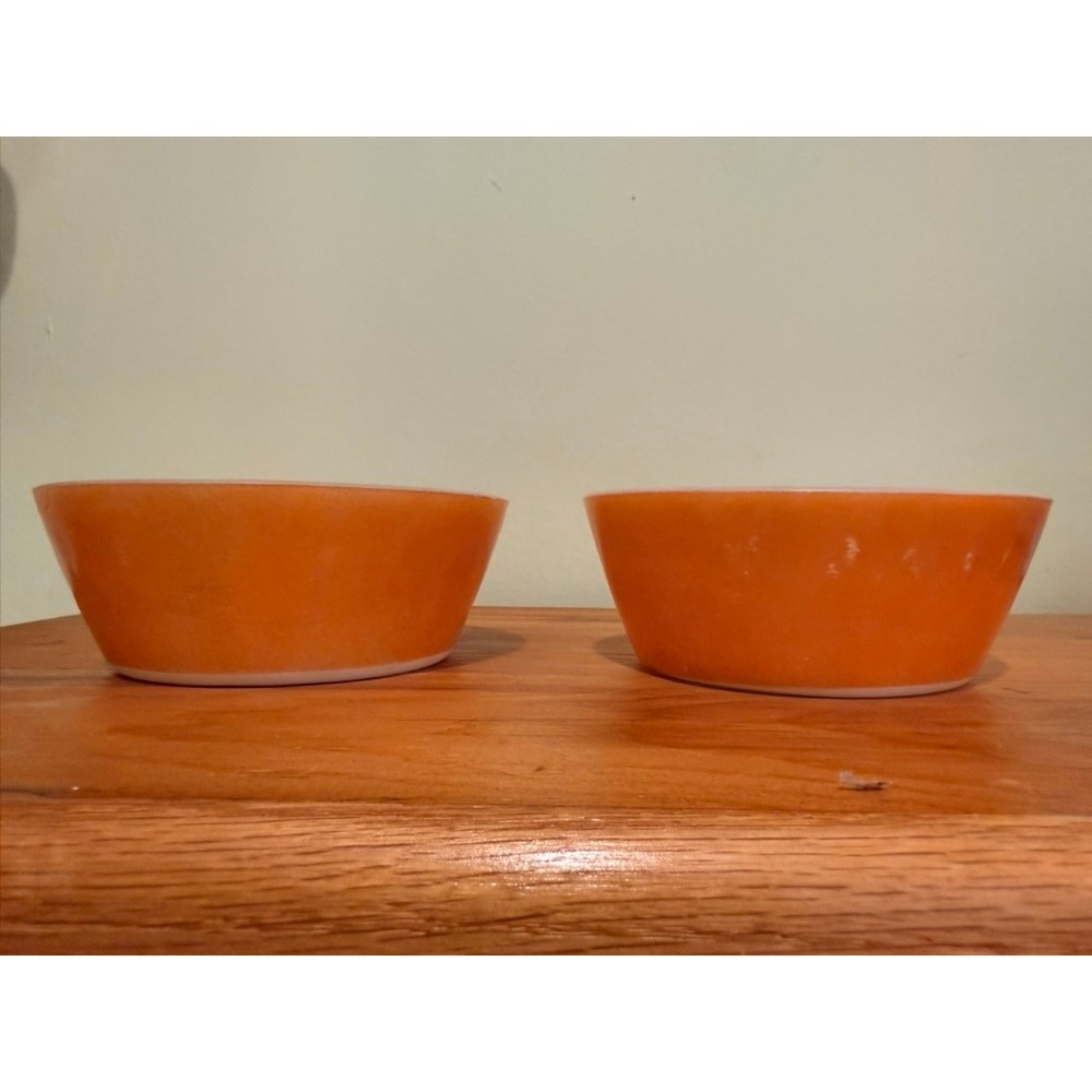 Anchor Hocking Fire-King Bowls Unisex 5" set of 2 Milk Glass Orange Flame Glow